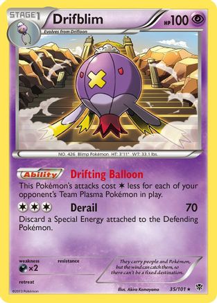 Drifblim  - Reverse Holofoil Plasma Blast - Rare