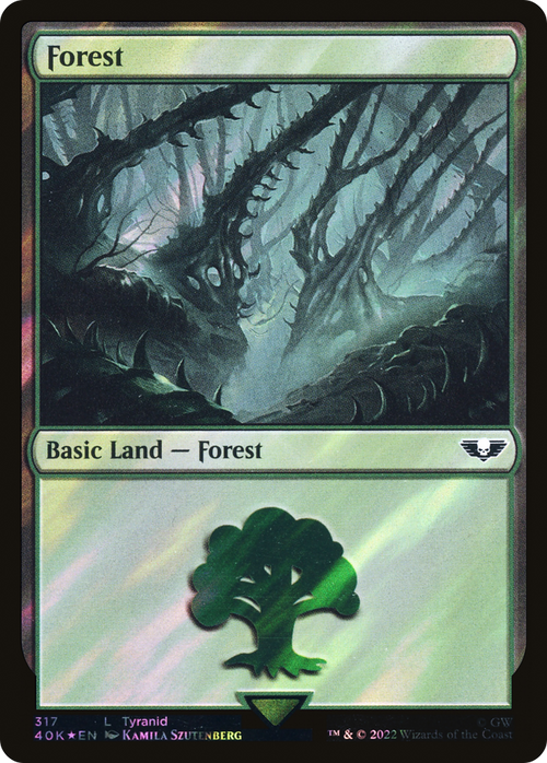 Forest (317) (Surge Foil) (40K-317) - Warhammer 40,000 Commander Foil