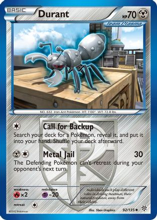 Durant (Team Plasma) (92)  - Reverse Holofoil Plasma Storm - Uncommon