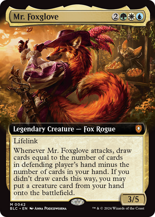 Mr. Foxglove (Extended Art) (BLC-042) - Bloomburrow Commander: (Extended Art) Foil