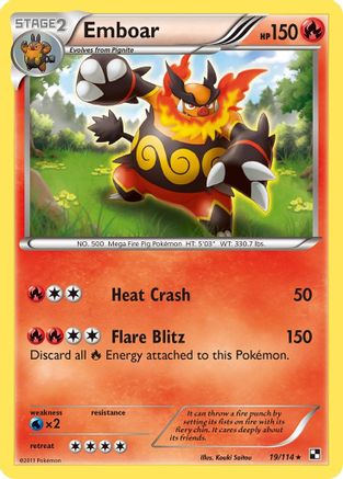 Emboar (19)/114  - Holofoil Black and White - Holo Rare
