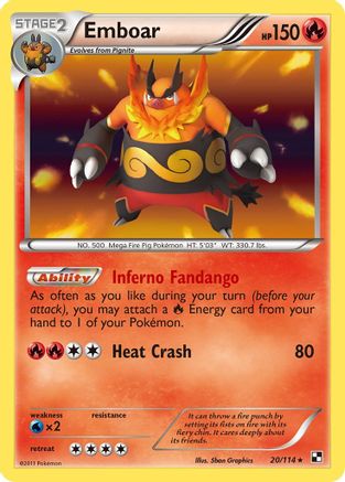 Emboar (20)/114  - Holofoil Black and White - Holo Rare