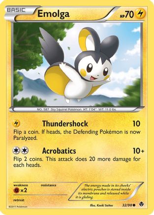 Emolga  - Reverse Holofoil Emerging Powers - Common