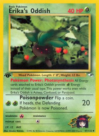 Erika's Oddish (47) (47) 047  - 1st Edition Gym Heroes - Uncommon