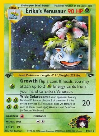 Erika's Venusaur 004  - 1st Edition Holofoil Gym Challenge - Holo Rare