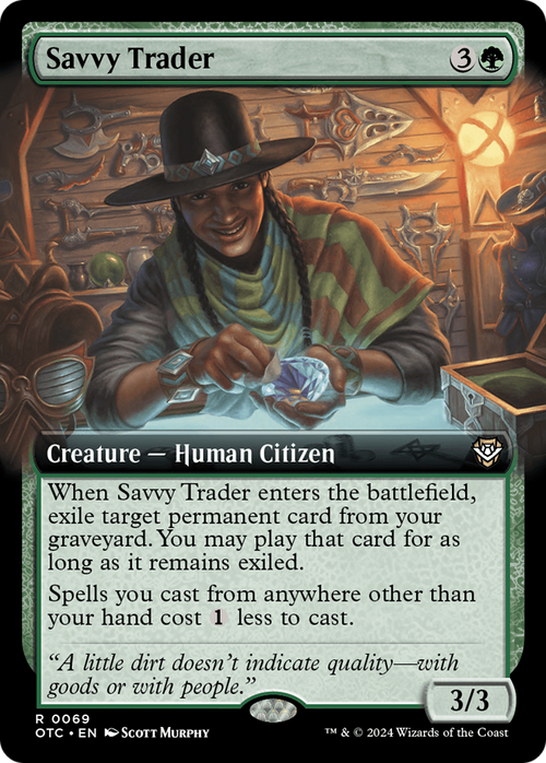 Savvy Trader (Extended Art) (OTC-069) - Outlaws of Thunder Junction Commander: (Extended Art)