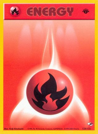 Fire Energy 128  - 1st Edition Gym Heroes - Common