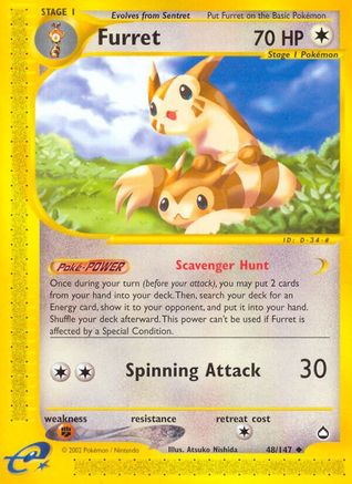 Furret  - Reverse Holofoil Aquapolis - Uncommon
