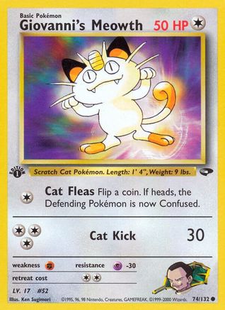 Giovanni's Meowth (74) (74) 074  - 1st Edition Gym Challenge - Common
