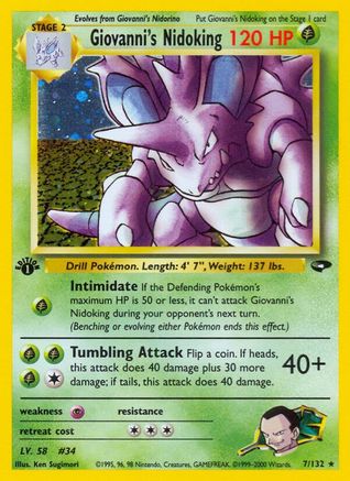 Giovanni's Nidoking 007  - 1st Edition Holofoil Gym Challenge - Holo Rare