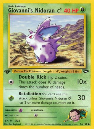 Giovanni's Nidoran M 076  - 1st Edition Gym Challenge - Common