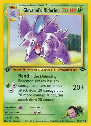 Giovanni's Nidorino 045  - 1st Edition Gym Challenge - Uncommon
