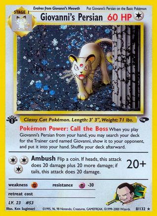 Giovanni's Persian 008  - 1st Edition Holofoil Gym Challenge - Holo Rare