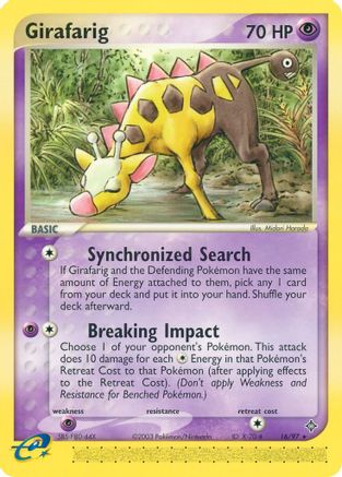 Girafarig 016  - Reverse Holofoil Dragon - Rare