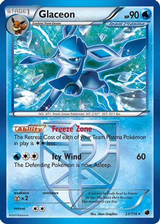 Glaceon (Team Plasma) 023  - Reverse Holofoil Plasma Freeze - Rare