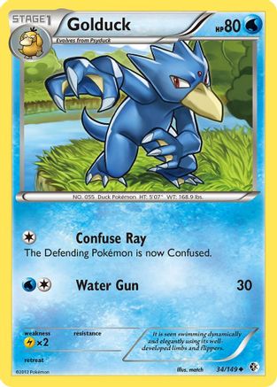 Golduck (34)  - Reverse Holofoil Boundaries Crossed - Uncommon