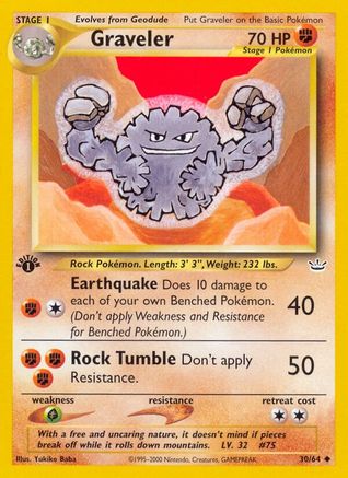 Graveler 030  - 1st Edition Neo Revelation - Uncommon