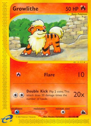 Growlithe  - Reverse Holofoil Skyridge - Common