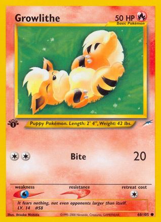 Growlithe 068  - 1st Edition Neo Destiny - Common