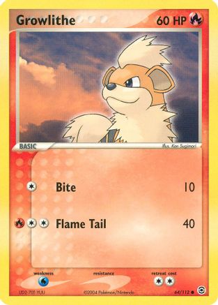 Growlithe 064  - Reverse Holofoil FireRed & LeafGreen - Common