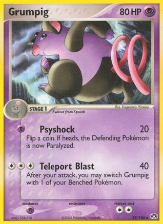 Grumpig - 029/106/106  - Reverse Holofoil Emerald - Uncommon