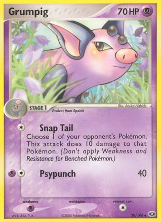 Grumpig - 030/106/106  - Reverse Holofoil Emerald - Uncommon
