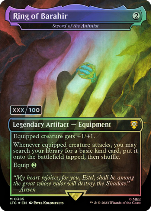 Ring of Barahir - Sword of the Animist (Serial Numbered) (LTC-385) - Tales of Middle-earth Commander / Ring of Barahir (Borderless) Foil