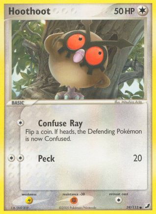 Hoothoot  - Reverse Holofoil Unseen Forces - Common