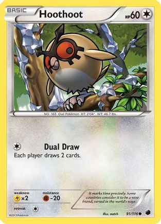 Hoothoot  - Reverse Holofoil Plasma Freeze - Common