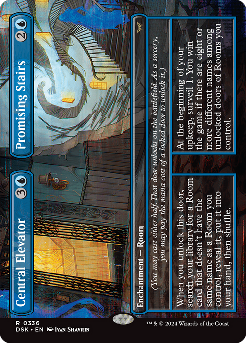 Central Elevator // Promising Stairs (Borderless) (DSK-336) - Duskmourn: House of Horror