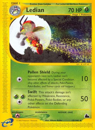 Ledian (15)/144  - Reverse Holofoil Skyridge - Rare