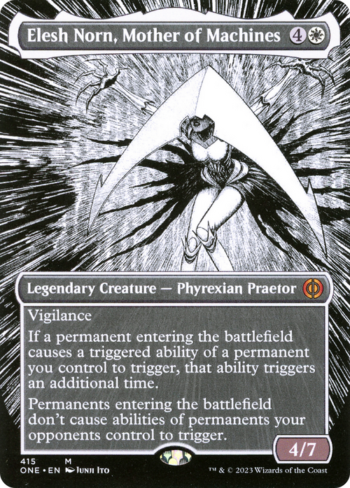 Elesh Norn, Mother of Machines (Borderless) (ONE-415) - Phyrexia: All Will Be One Foil