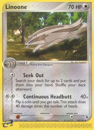 Linoone  - Reverse Holofoil Ruby and Sapphire - Uncommon