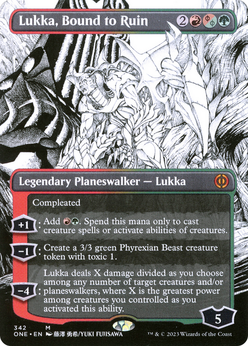 Lukka, Bound to Ruin (Borderless) (ONE-342) - Phyrexia: All Will Be One: (Showcase)