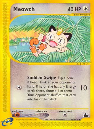 Meowth/144  - Reverse Holofoil Skyridge - Common