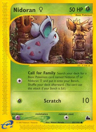 Nidoran F (81)/144  - Reverse Holofoil Skyridge - Common