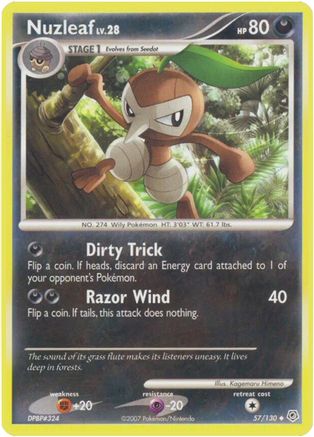 Nuzleaf/130  - Reverse Holofoil Diamond and Pearl - Uncommon