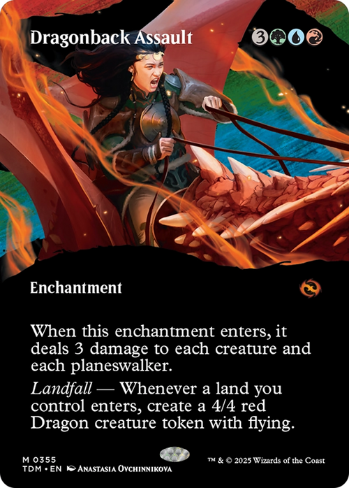 Dragonback Assault (Borderless) (TDM-355) - Tarkir: Dragonstorm: (Showcase, enchantment) Foil