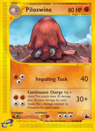 Piloswine (43)/144  - Reverse Holofoil Skyridge - Uncommon