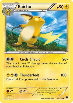 Raichu/146  - Holofoil XY Base Set - Holo Rare