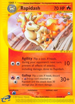 Rapidash/147  - Reverse Holofoil Aquapolis - Rare