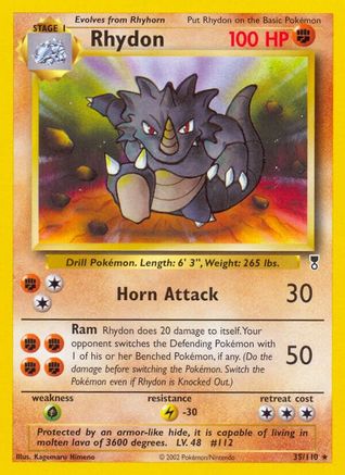 Rhydon  - Reverse Holofoil Legendary Collection - Rare