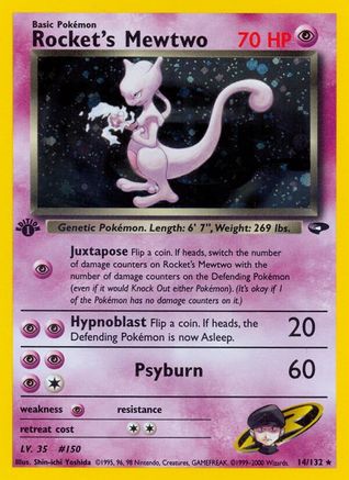 Rocket's Mewtwo/132  - 1st Edition Holofoil Gym Challenge - Holo Rare