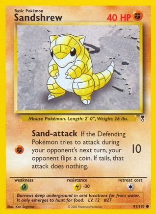 Sandshrew 091/110  - Reverse Holofoil Legendary Collection - Common