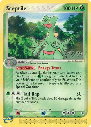 Sceptile - 20/109/109  - Reverse Holofoil Ruby and Sapphire - Rare