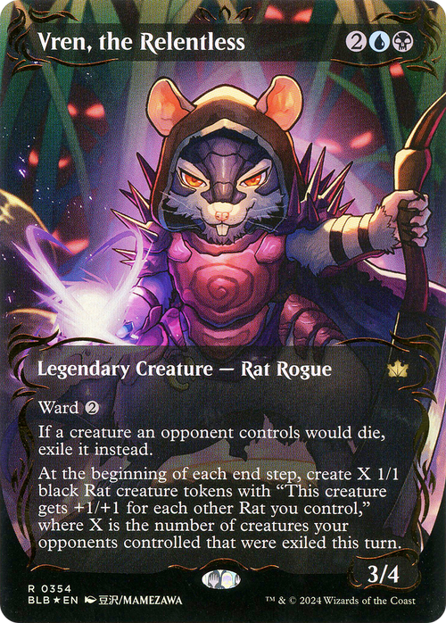 Vren, the Relentless (Borderless) (Raised Foil) (BLB-354) - Bloomburrow: (Showcase) Foil