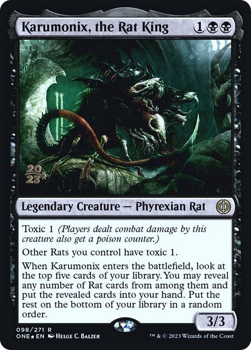 Karumonix, the Rat King (PRE-098) - Phyrexia: All Will Be One Promos Foil