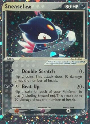 Sneasel ex/109  - Holofoil Ruby and Sapphire - Ultra Rare