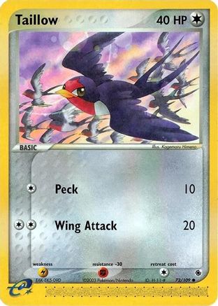 Taillow 072  - Reverse Holofoil Ruby and Sapphire - Common