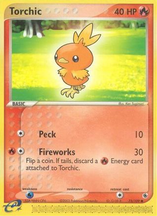Torchic 073/109  - Reverse Holofoil Ruby and Sapphire - Common